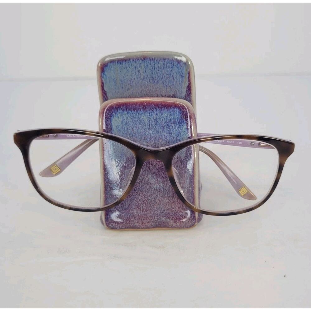 Bay Pottery Ceramic Eyeglass Holder Stand Drip Glaze Purple 3 1/4" Height